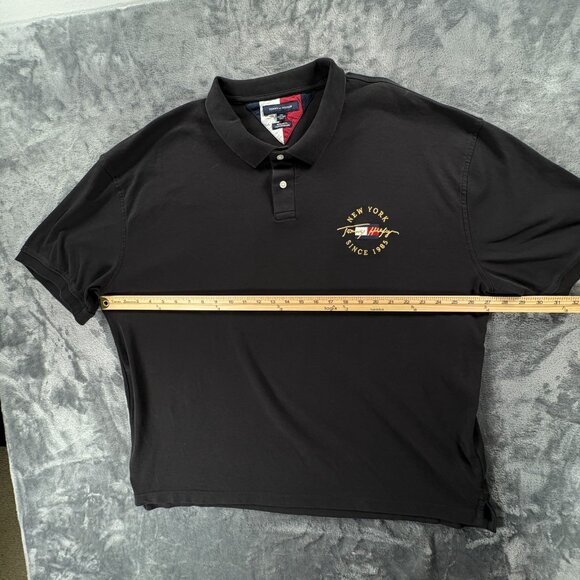 Tommy Hilfiger Polo Shirt XXXL Black Regular Fit New York Embroidered Logo VTG - Picture 4 of 6